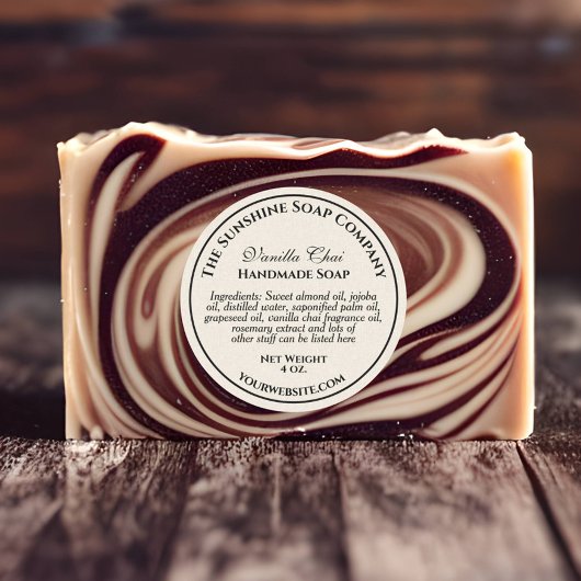 Seife im Beige-Papierstil, Badebomben für Kosmetik Runder Aufkleber