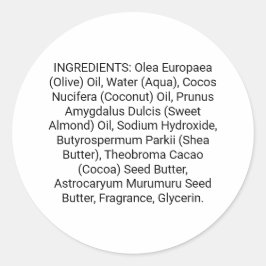 Seife oder Hautpflegemittel - runder Produktkennze Aufkleber