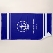 Seife und Anchor Nautical Navy Blue Beach Handtuch (Vorderseite)