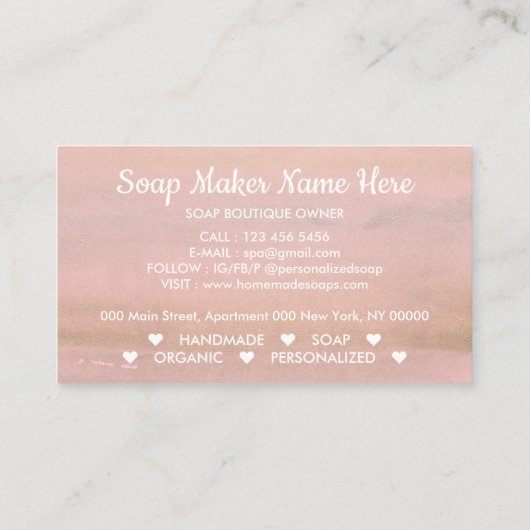 Seifen Rustikale Blume Visitenkarte (Rückseite)