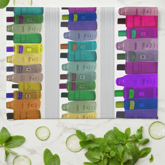 Seifen Sie Flaschen-Regenbogen - für Badezimmer, Geschirrtuch (Gefaltet)