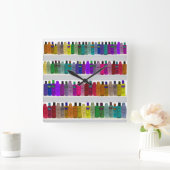 Seifen Sie Flaschen-Regenbogen - für Badezimmer, Quadratische Wanduhr (Zuhause)