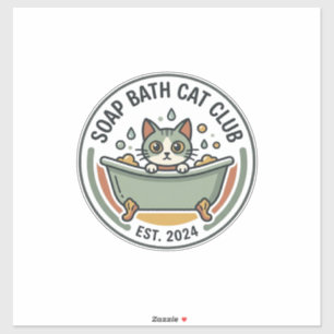 Seifenbad-Katze POD-Vektorgrafik - Seifenbad-Katze Aufkleber