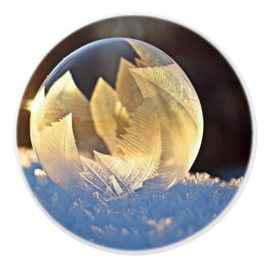 Seifenblase auf Schnee Keramikknauf (Vorderseite)