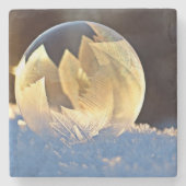 Seifenblase auf Schnee Steinuntersetzer (Vorderseite)