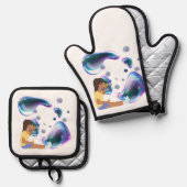 Seifenblase Ofenhandschuh & Topflappen-Set (Vorderseite/Rückseite)