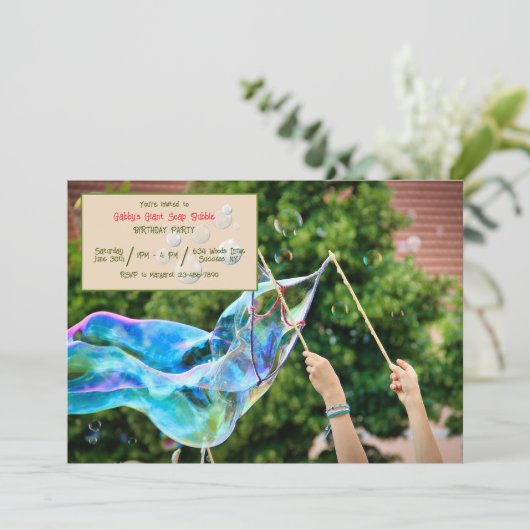 Seifenblase-Party Einladung (Stehend Vorderseite)