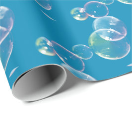 Seifenblasen auf blau geschenkpapier