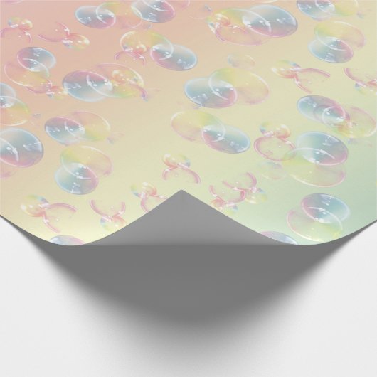 Seifenblasen auf dem Rainbow Geschenkpapier (Ecke)