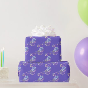 Seifenblasen auf Lila Geschenkpapier