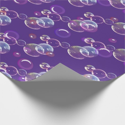 Seifenblasen auf Lila Geschenkpapier (Ecke)