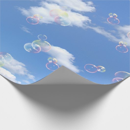 Seifenblasen auf Sky Geschenkpapier (Ecke)