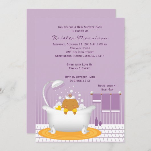 Seifenblasen Babydusche Einladung (Vorne/Hinten)