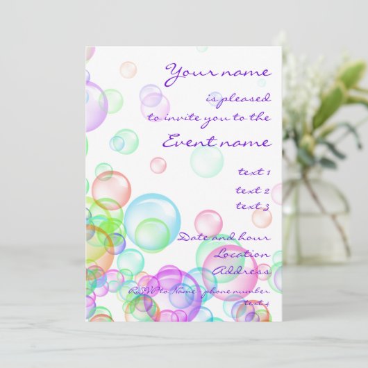 Seifenblasen Einladung (Stehend Vorderseite)