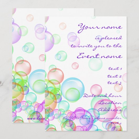 Seifenblasen Einladung (Vorne/Hinten)