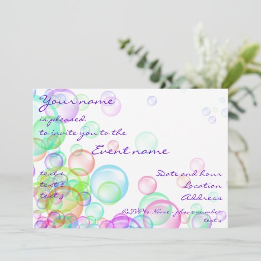 Seifenblasen Einladung (Stehend Vorderseite)