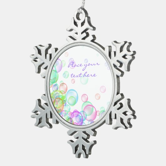 Seifenblasen Schneeflocken Zinn-Ornament (Rechts)