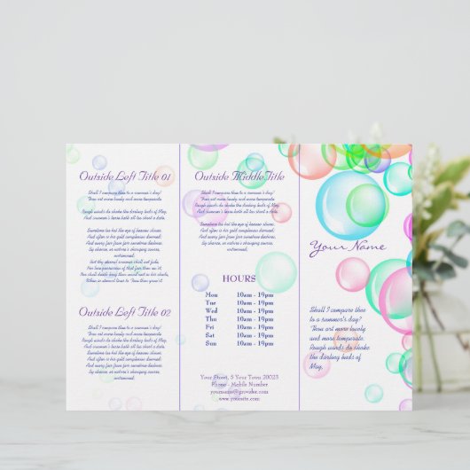 Seifenblasen Trifold Broschüre - Papierblatt (Stehend Vorderseite)