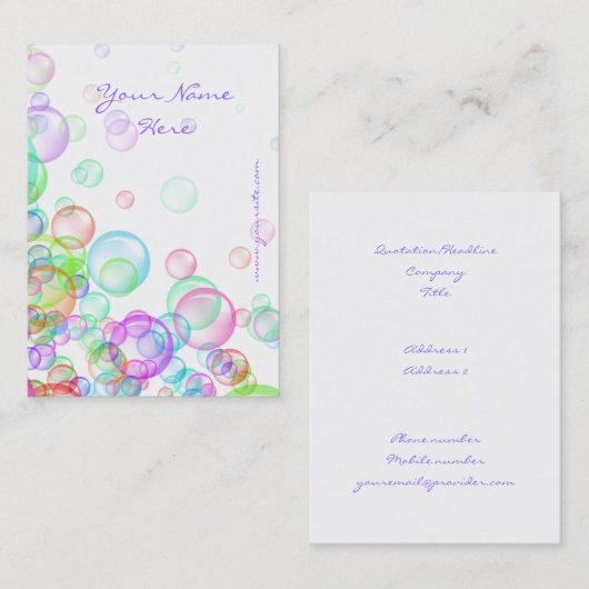 Seifenblasen Visitenkarte (Vorne/Hinten)