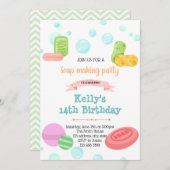 Seifenbombe zum Geburtstag Einladung (Vorne/Hinten)