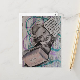 Seifenfrau-Collage Postkarte