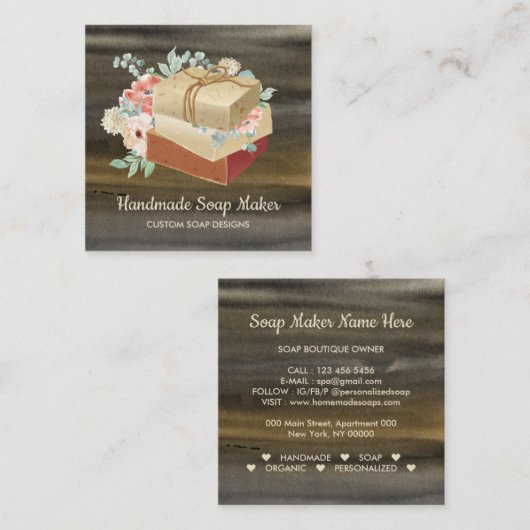 Seifenhandgemachte Bade Bio Quadratische Visitenkarte (Vorne/Hinten)