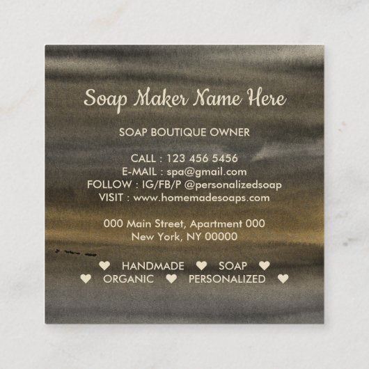 Seifenhandgemachte Bade Bio Quadratische Visitenkarte (Rückseite)