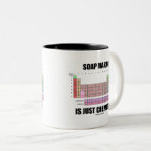 Seifenherstellung ist nur Chemie Zweifarbige Tasse (VorderseiteRechts)