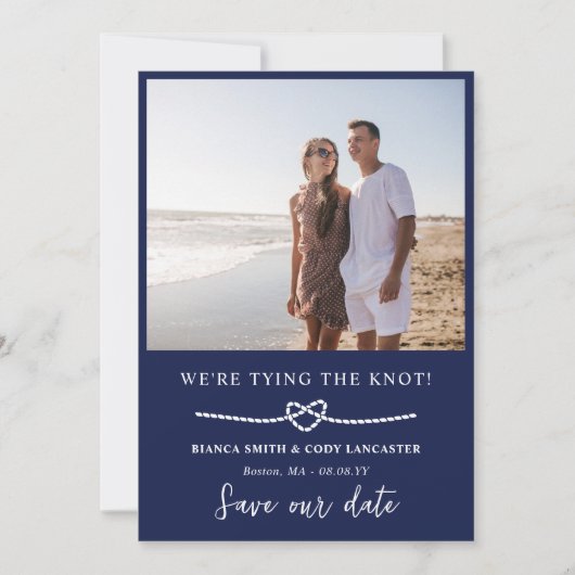 Seifenherz verbindet den Knoten der Nautik Save The Date (Vorderseite)