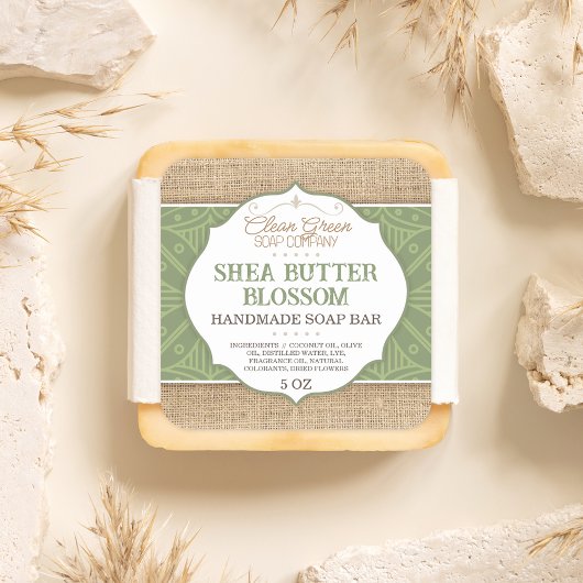 Seifenkennzeichnung | Green | Burlap | Hautpflegek Quadratischer Aufkleber