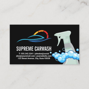 Seifenschaum aus Sprühflasche Auto Wash Logo Visitenkarte