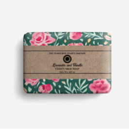 Seifenverpackung Papier - rosa und grüne Blüte