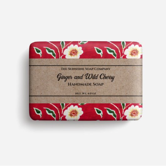 Seifenverpackungspapier - weiße Blume auf rot Flyer