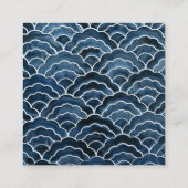 Seigaiha Blauwellendesign Quadratische Visitenkarte (Rückseite)