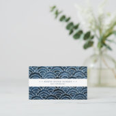 Seigaiha Blauwellendesign Visitenkarte (Stehend Vorderseite)