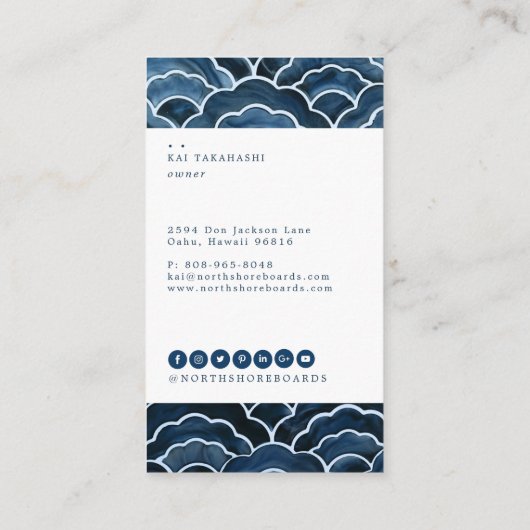 Seigaiha Blue Wave Pattern Visitenkarte (Rückseite)