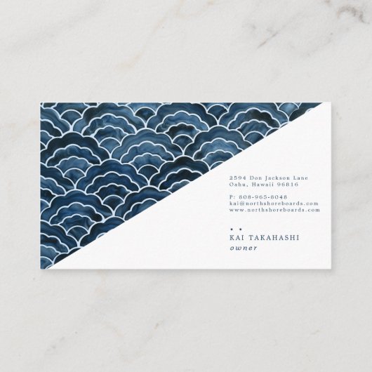 Seigaiha Blue Wave Pattern Visitenkarte (Rückseite)