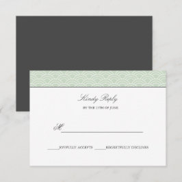 Seigaiha | Dusty Green japanische Welle Hochzeit r RSVP Karte