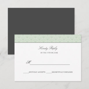 Seigaiha Dusty Green japanische Welle Hochzeit r RSVP Karte