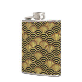 Seigaiha Japanese Wave Gold Rainbow Muster Flachmann (Links)