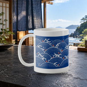 Seigaiha Kobalt Japanisches Wellenmuster Tasse