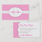 Seigaiha (rosa) kundenspezifisches Monogramm Visitenkarte (Vorne/Hinten)