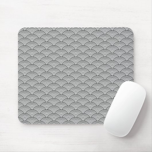 Seigaiha Schwarz-Weiß-Wellenmuster Mousepad (Mit Mouse)
