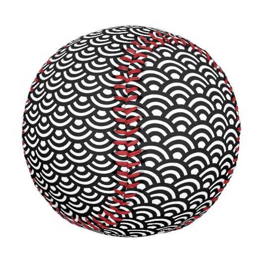 Seigaiha, Waves, Japanese, Black and White Baseball (Schrägansicht)