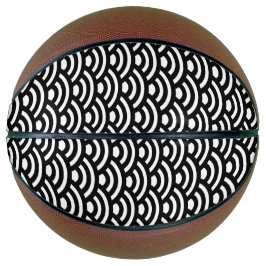 Seigaiha, Waves, Japanese, Black and White Basketball