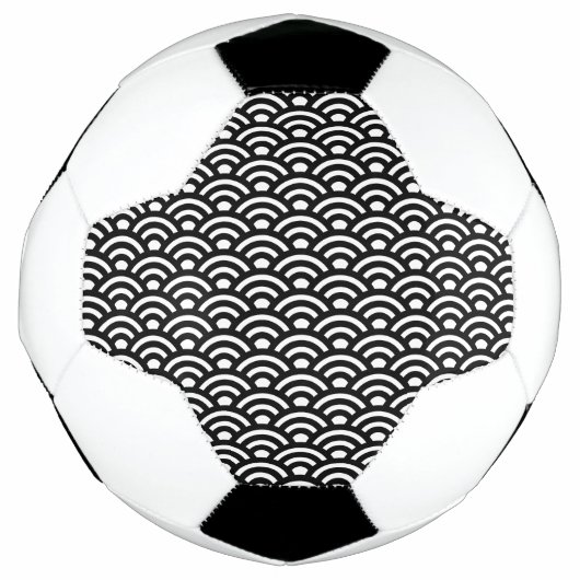 Seigaiha, Waves, Japanese, Black and White Fußball (Vorderseite)