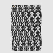 Seigaiha, Waves, Japanese, Black and White Golfhandtuch (Vorderseite)