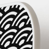 Seigaiha, Waves, Japanese, Black and White Pickleball Schläger (Linke Seite)