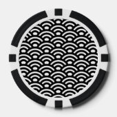 Seigaiha, Waves, Japanese, Black and White Pokerchips (Vorderseite)