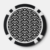 Seigaiha, Waves, Japanese, Black and White Pokerchips (Rückseite)